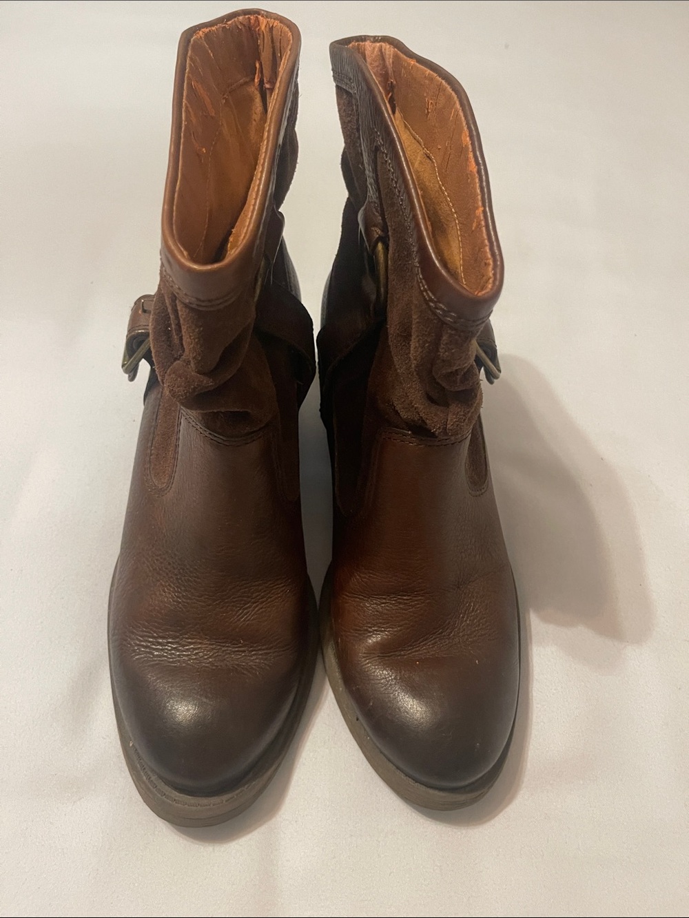 Lucky Brand Brown Leather Slouchy Ankle Boots